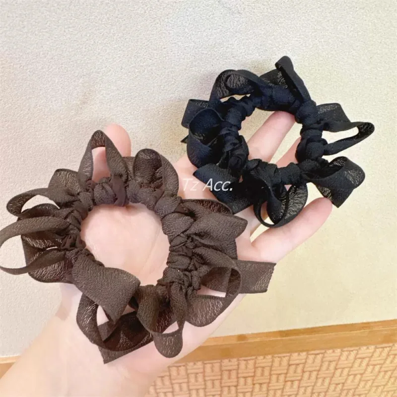 مجموعة ربطات شعر نسائية بشبكة وربطة بسيطة كورية متعددة الاستخدامات عالية المرونة إكسسوارات شعر لطيفة للفتيات