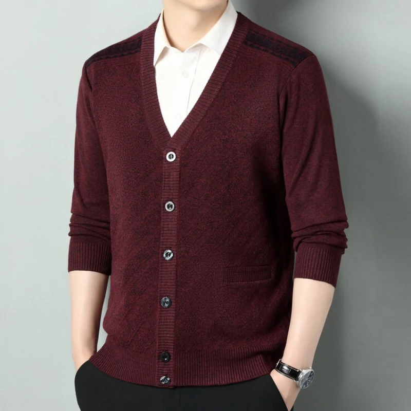 

Толстый вязаный свитер с V-образным вырезом для среднего и пожилого возраста, топ