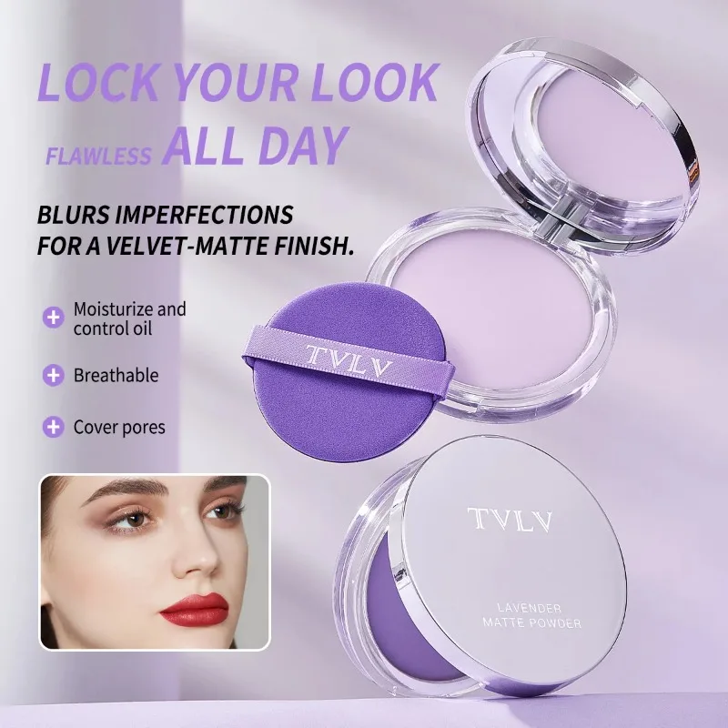 Waterproof Violet Cream powder Natural Stick Facial Long term Oil Control Easy Apply Powder Full Coverage Makeup Powder Cosmetic