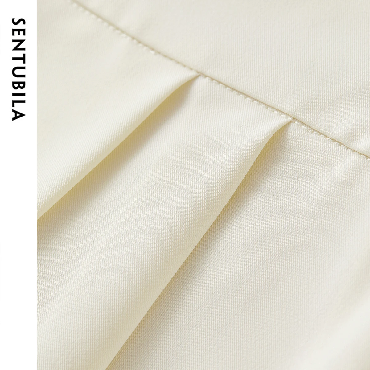 SENTUBILA A-line Pants Skirts Women 2025 New Casual Wide Ankle-length Elastice High-waist Folds Ladies Trousers 152K59347