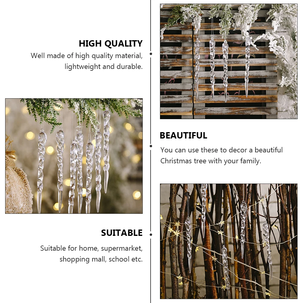 

48 Pcs Acrylic Icicles Decorative Hanging naments for Christmas Tree Party Home Office Cafe Bar Mall School Store