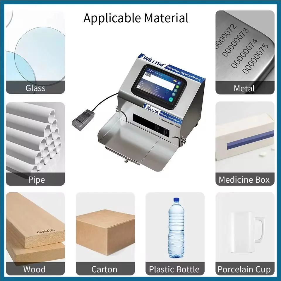 12.7mm Desktop Static Inkjet Printing Machine All-Materials Label Date Logo Printer For Bottle Curve Surface