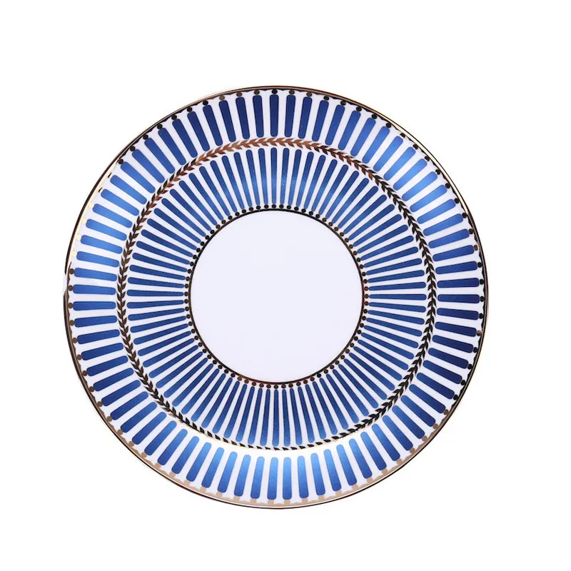 Plato de cerámica azul para carne, pasta de porcelana de China, ensalada, platos para aperitivos, regalos de boda, vajilla de cocina redonda, 8 pulgadas