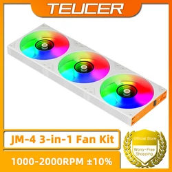 TEUCER JM-4 PC Cooling Fan Kit 1000-2000RPM PWM 5V 3Pin ARGB Wireless Fan for Computer Case Water Cooling Radiator
