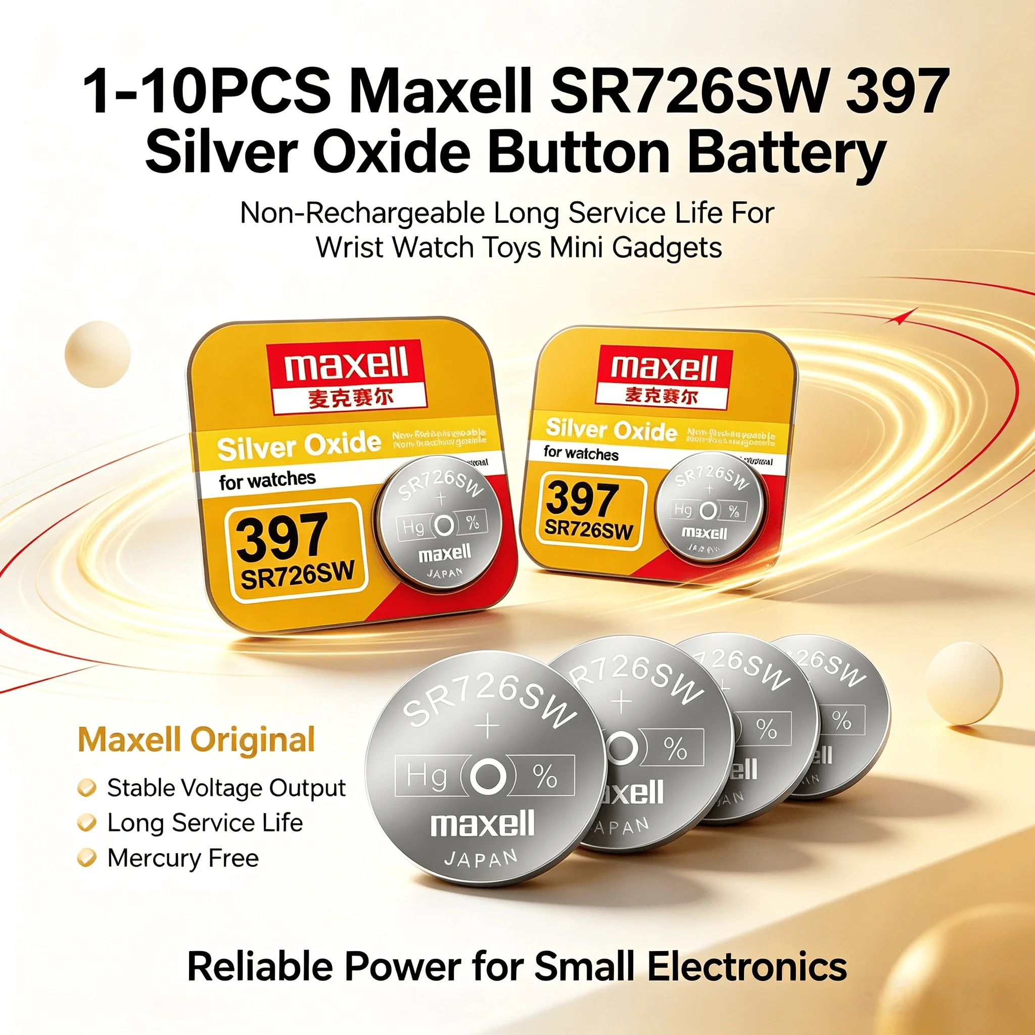 1‑10PCS Maxell SR726SW 397 Silver Oxide Button Battery Non‑Rechargeable Long Service Life For Wrist Watch Toys Mini Gadgets