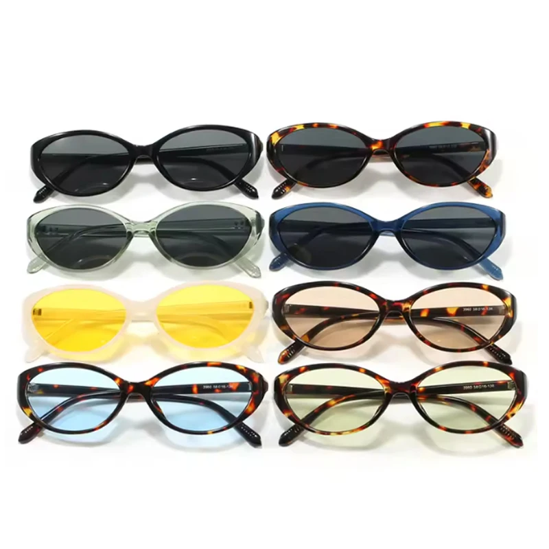 แว่นกันแดดทรงแคทอายประดับหมุดสไตล์นักปั่นจักรยาน แบรนด์หรูสำหรับผู้หญิง กรอบลายเสือดาว แว่นตากันแดดวินเทจสำหรับผู้หญิง