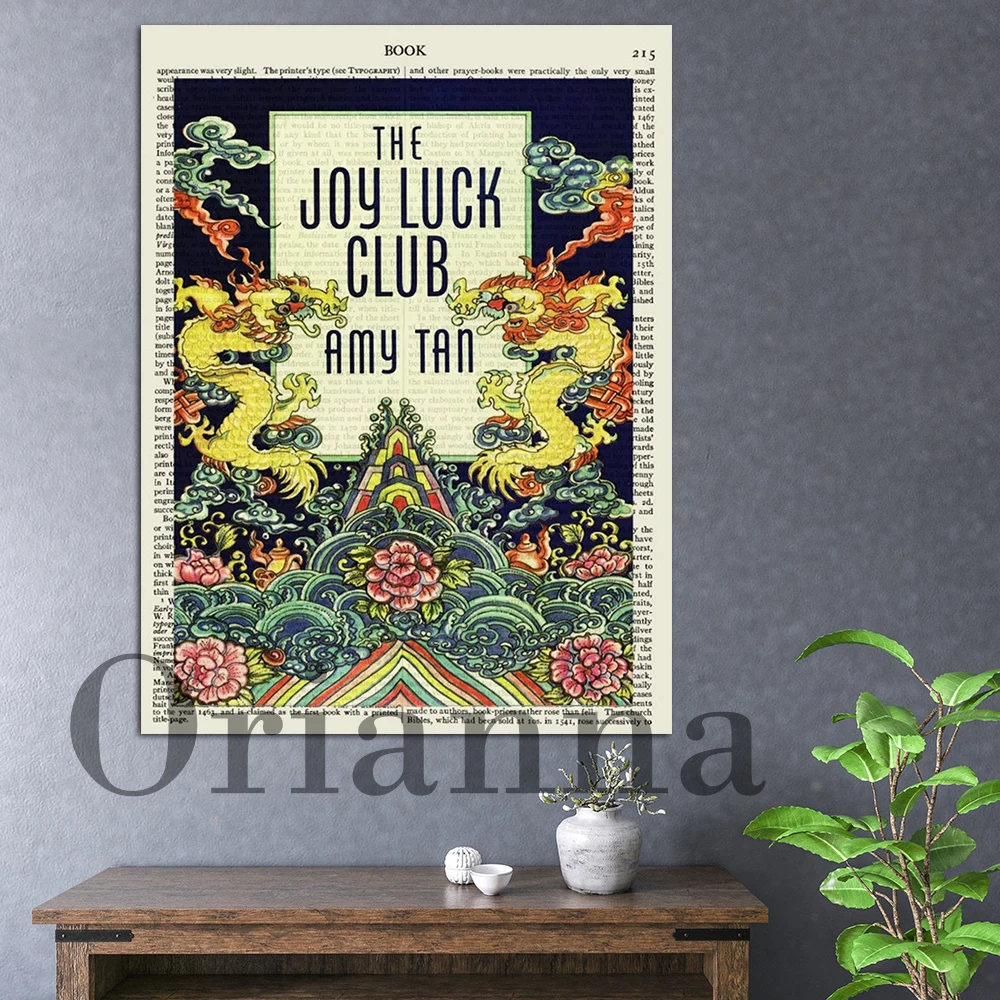 The Joy Luck Club Book Cover Chinese Dragon Old Encyclopedia Britannica Retro Wall Art Canvas Prints Posters Home Decor Painting