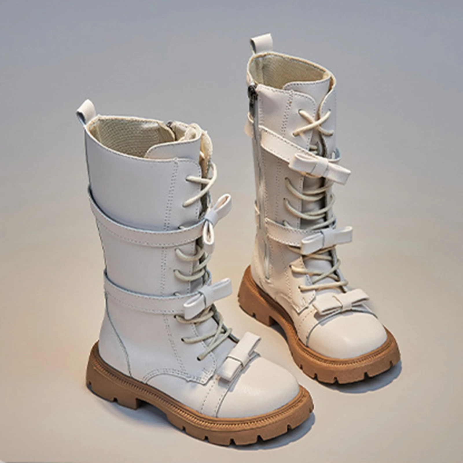 

Autumn Children Knee Length Boots New British Girls Princess Boots Kids Zipper Comfortable Non Slip Solid Color Long Boots