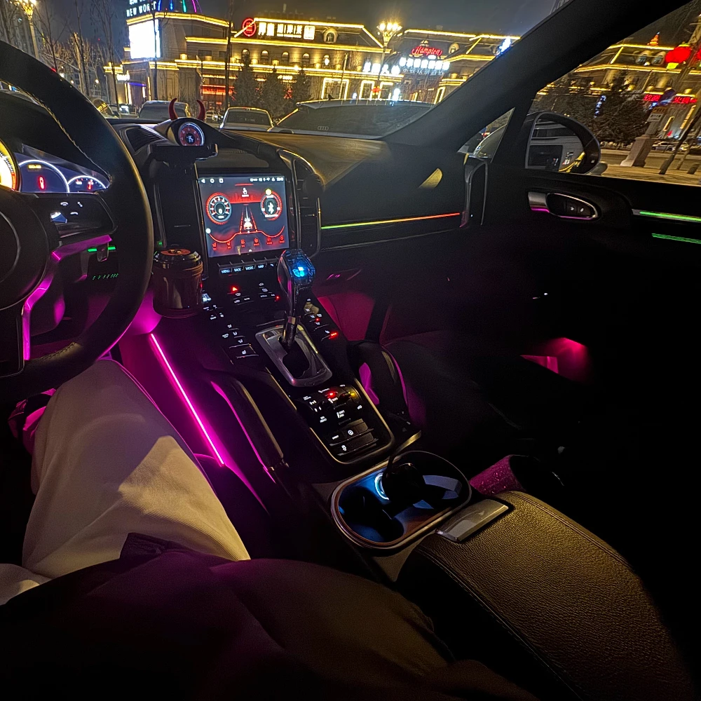 Luces LED ambientales para coche Porsche Cayenne Pamela Macan, luz ambiental iluminada, lámparas de ambiente para puerta, luces decorativas para coche