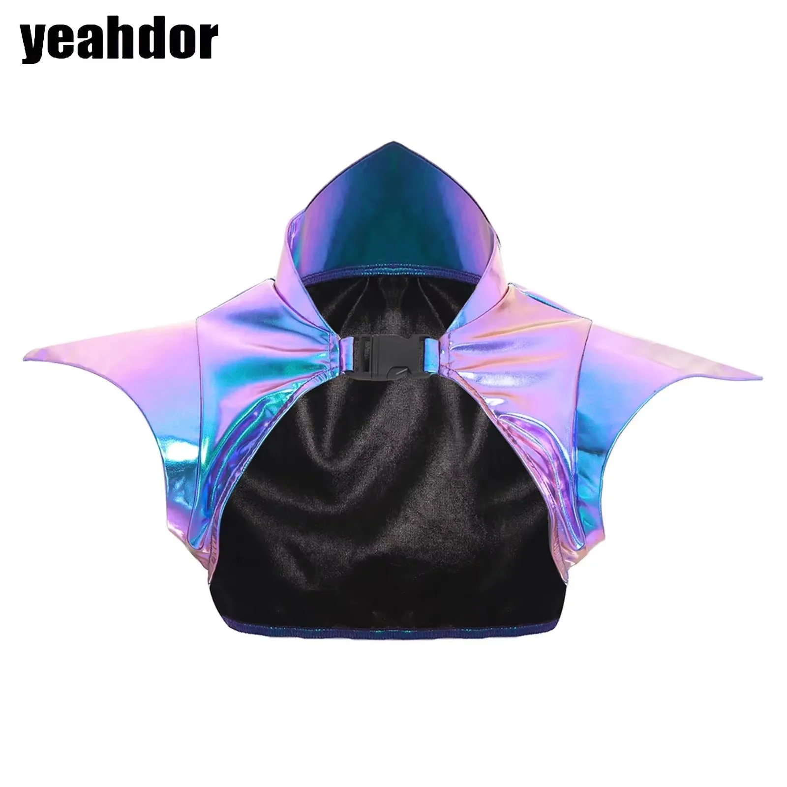 Damski błyszczący metaliczny gotycki szarfa w stylu steampunk, gotyckie naramienniki, szarfa w stylu astronauty/robota, krótki top, kostium na Halloween