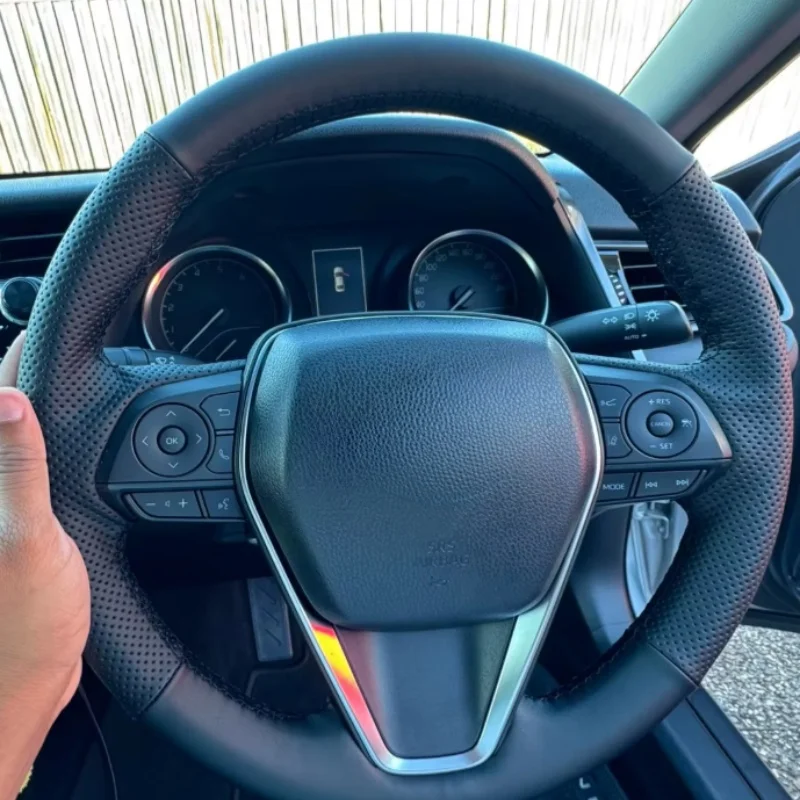 Customized Hand Sewing Car Steering Wheel Cover For Toyota Camry Avalon Corolla RAV4 Leather Car Accessories Protection Interior