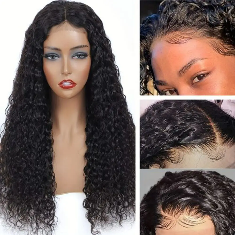 13x4 Deep Wave Lace Front Perücken Echthaar 180 % Dichte Deep Wave Frontal Perücken Echthaar HD Lace 26 Zoll lockige Perücken für Frauen