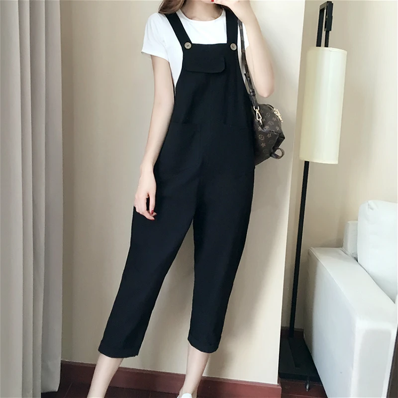 Jumpsuits Women Spring Ankle-length Suspenders All-match Solid Loose 4XL Womens Leisure Korean Style Stylish Chic Monos Mujer