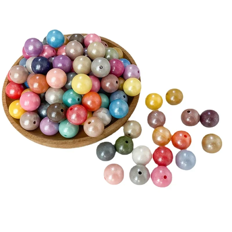 50pcs Opal Silicone Beads 15mm Round Silicone Bead for Jewelry Necklace Making DIY Pacifier Chain Clips Baby Toys Accessorie