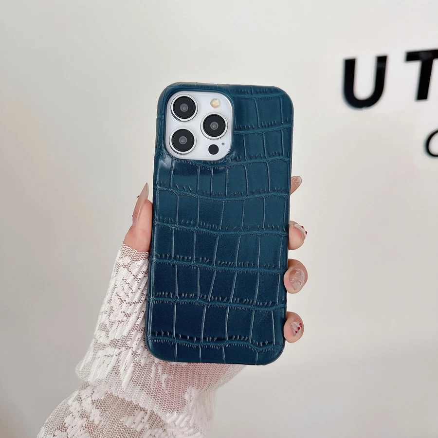 Funda de teléfono polaca de lujo para iPhone 17 Air 16 15 14 13 12 Mini 11 Pro Max X Xs Xr 8 7 Plus cubierta de piel de cocodrilo a prueba de golpes