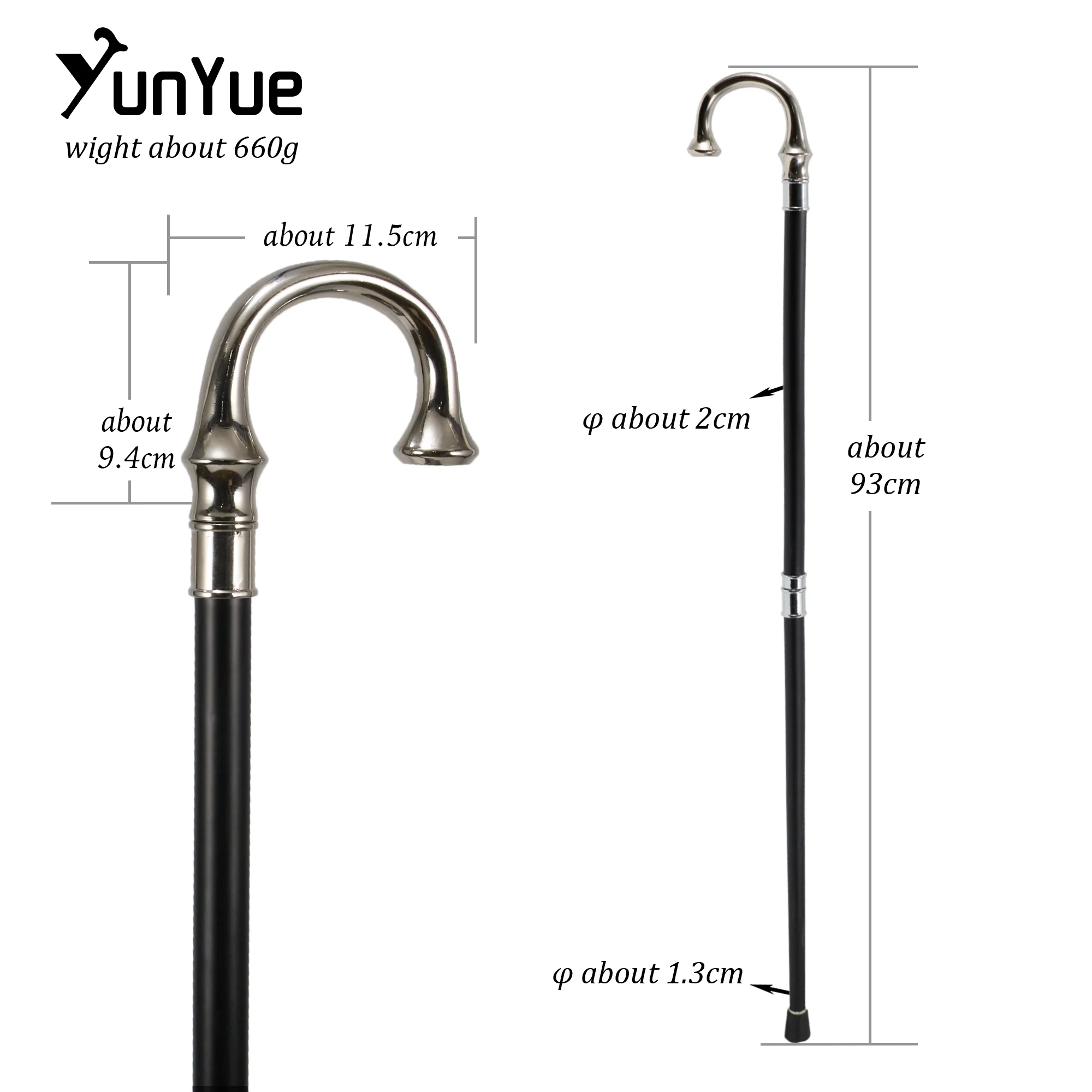 Bastone da passeggio con manico per ombrello vintage argentato Bastone da passeggio classico per gentiluomini Decorativo per feste Cospaly Stampelle per canna da passeggio alla moda 93 cm