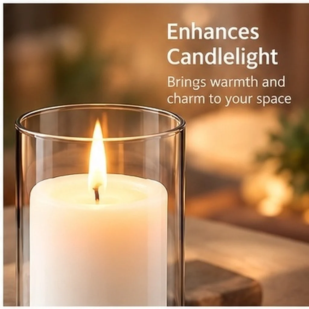 2Pcs Glass Covers Glass Candleholder Tube Shade Cup Shape Holders Open Flame Chimney Tube Cover home decor