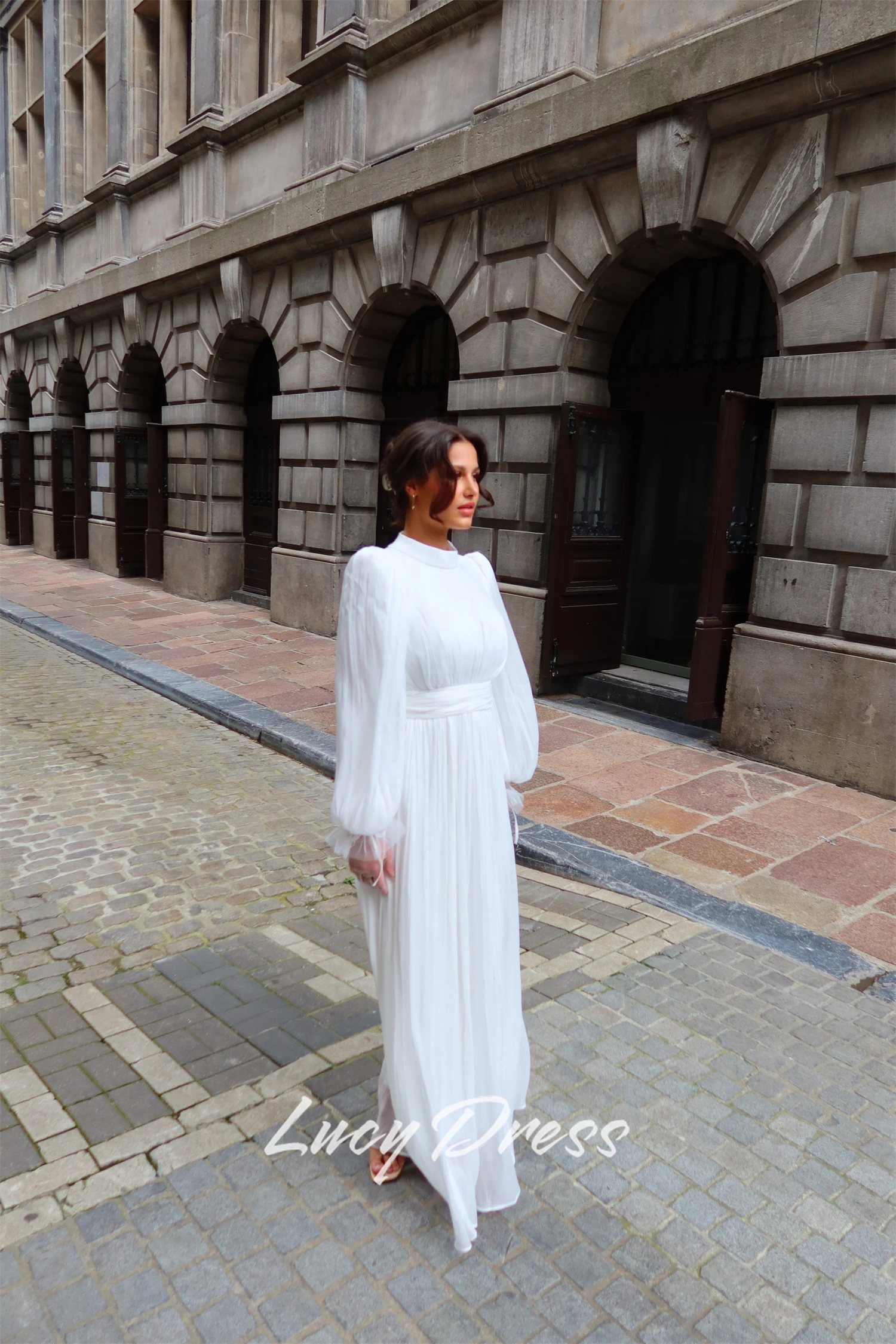 Lucy Maßgeschneidertes Hochzeitskleid in Übergröße, langärmeliges Hochzeitskleid, Hochzeitskleid, Kleider für besondere Anlässe, weißes Kleid