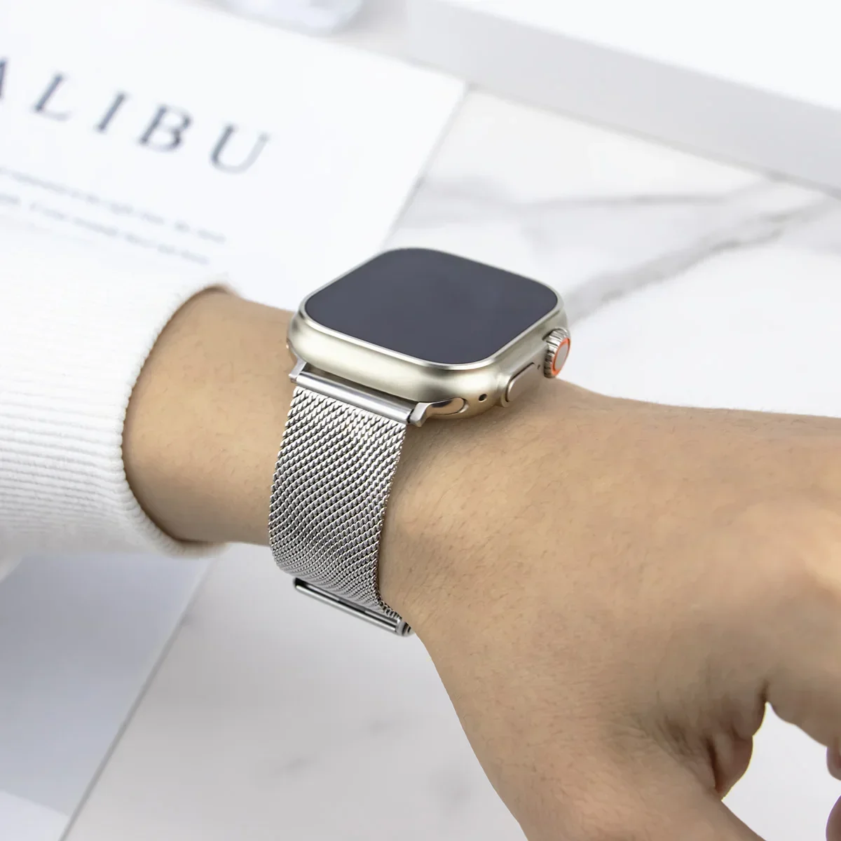 حزام معدني لساعة أبل 46 مللي متر 45 مللي متر 49 مللي متر 40 41 مللي متر 38 مللي متر 44 مللي متر ميلانيز كوريا سوار iWatch سلسلة 109 8 7 se 6 Ultra