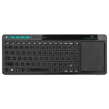 Rii k18 + teclado sem fio eua/fr/he mini teclado com tela sensível ao toque 3 led retroiluminado a cores para android tv box smart tv pc