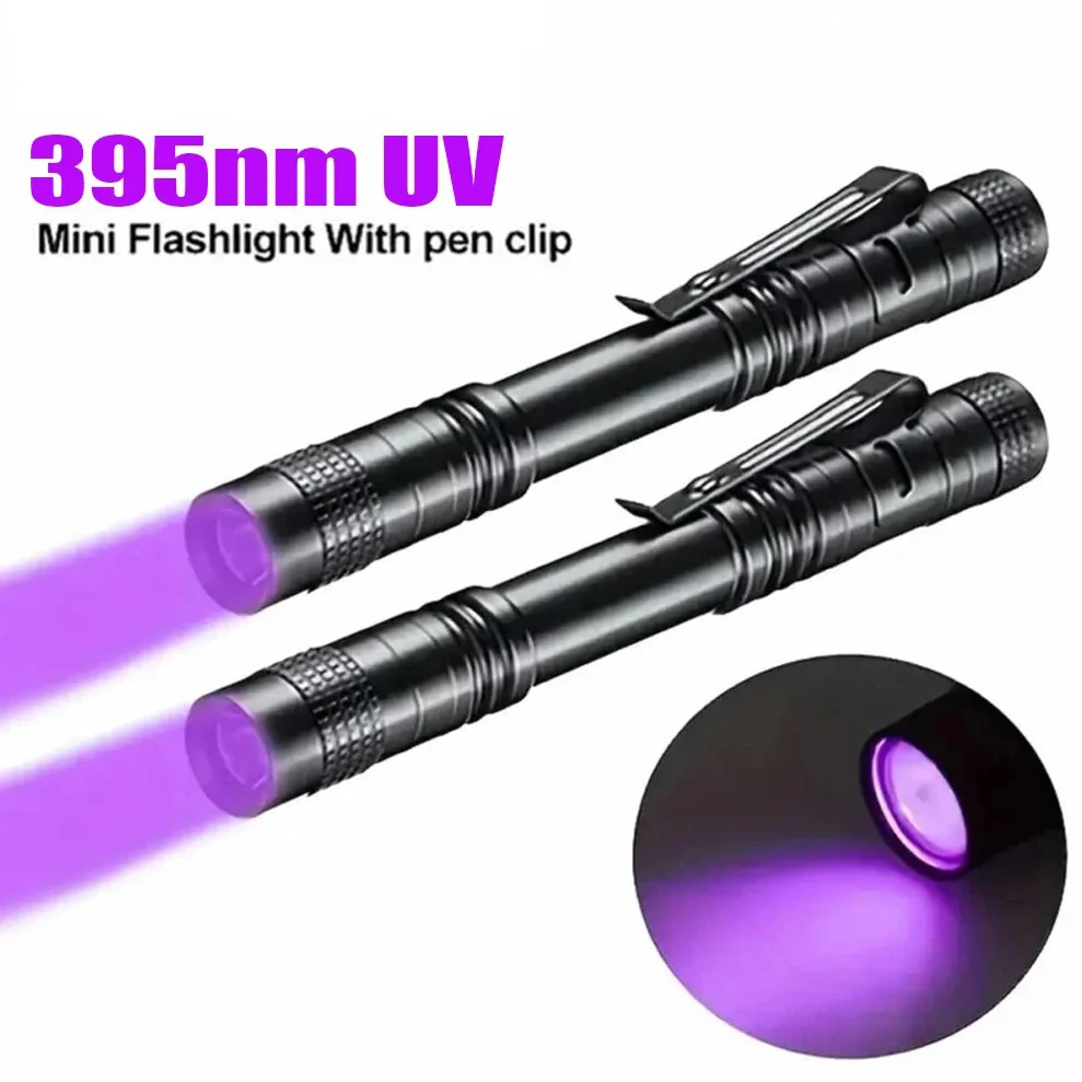 UV Flashlight 365nm Ultraviolet Torch With Pen Clip Portable AAA Batteries Used Violet Light Pet Urine Scorpion Detector UV Lamp