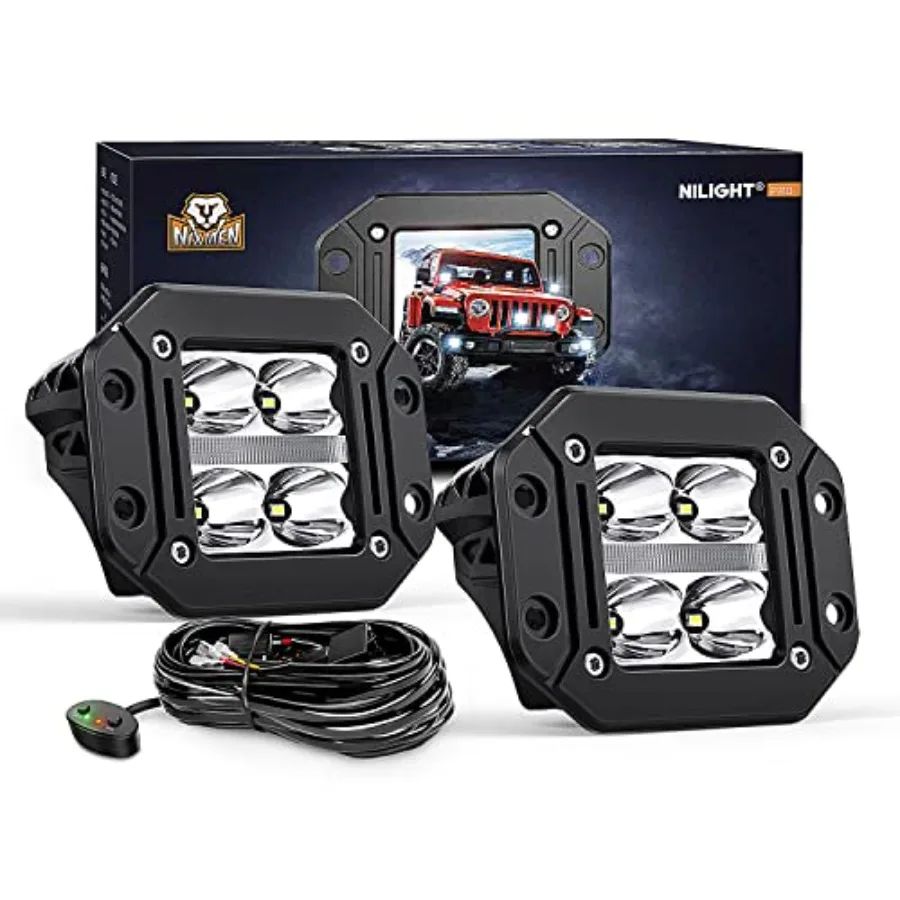 

2 PCS Pod Lights DRL, 4.8 Inch Spot Beam 20 W 2510LM Backup Reverse Offroad Driving Fog Light w/ 16AWG Wiring kit for 4x4 Truck