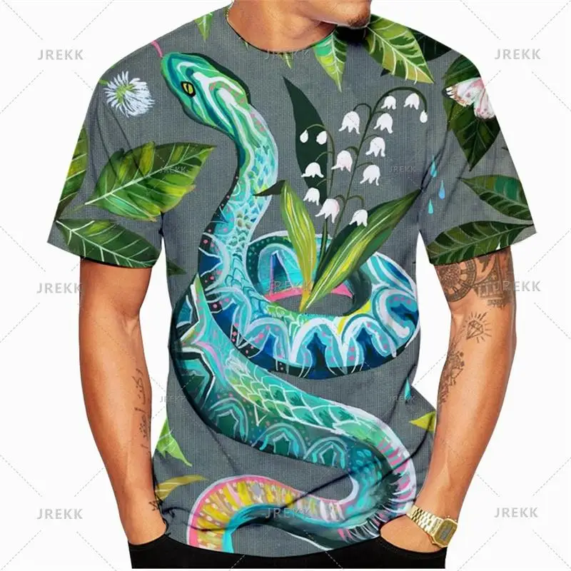 Animal Snake O-neck T Shirt Casual Top 3D Printing Men's Short Sleeves Trend Personality Breathable Streetwear Oversized T-shirt