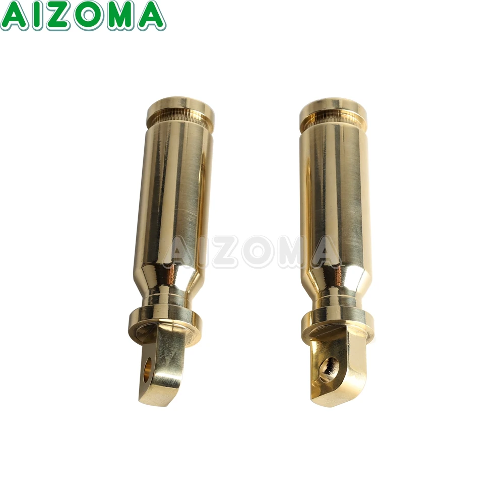 Solid Brass Universal 10mm Male Mount Footpegs Footrest For Harley Chopper Bobber Old School Dyna Softail Touring Sportster XL