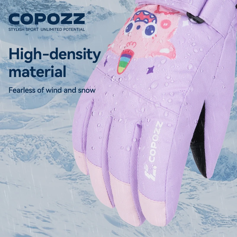 COPOZZ New Children\'s Ski Gloves 3M Thinsulate Wear resistant Winter Thermal Gloves Cartoon Waterproof Snowboard Gloves For Kids