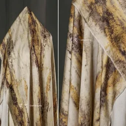 Wood Grass Dyed Vinegar Fabric Flowing Yellow Desert Satin Yellow Camel Colored Dress Shirt Jacket Clothing DIY Designer Fabrics