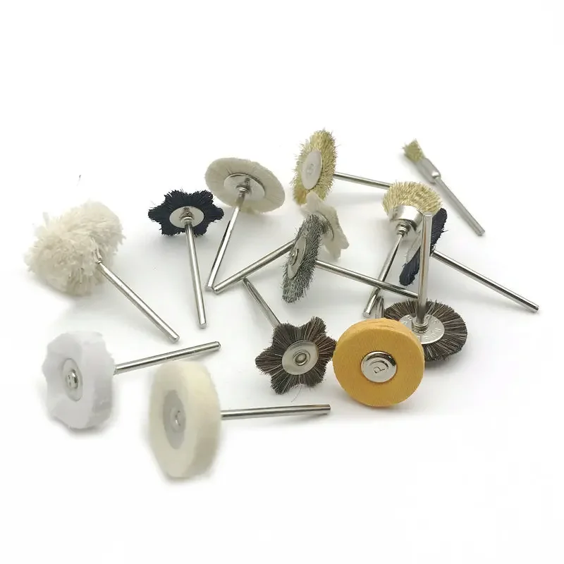 14pcs/set Dental Lab Brush Polishing Wheel Polishers for Rotary Tools 2.35mm Shank Dental HP Polisher Brush