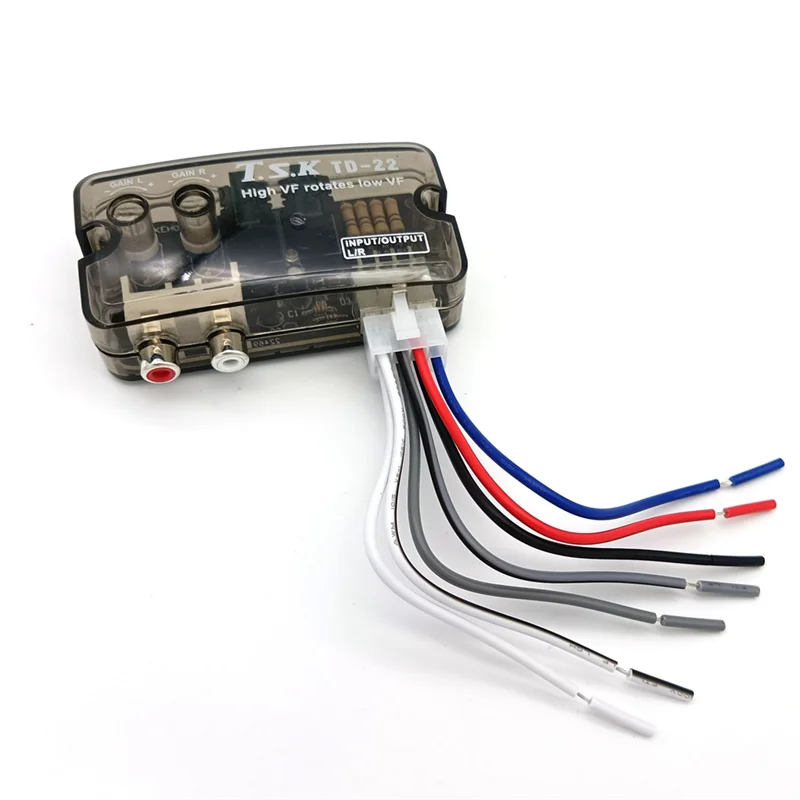 Convertidor de Audio para coche de 12V, adaptador RCA estéreo de alto a bajo Cable de frecuencia ajustable, convertidor de nivel de altavoz