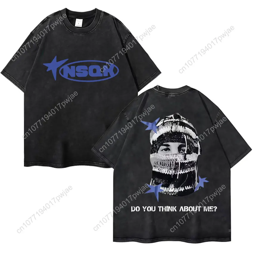 Nsqk Graphiques drôles Harajuku Vintage T-shirt délavé Hipster hommes esthétique surdimensionné T-shirts en vrac été Y2K Tshrits Fans cadeau