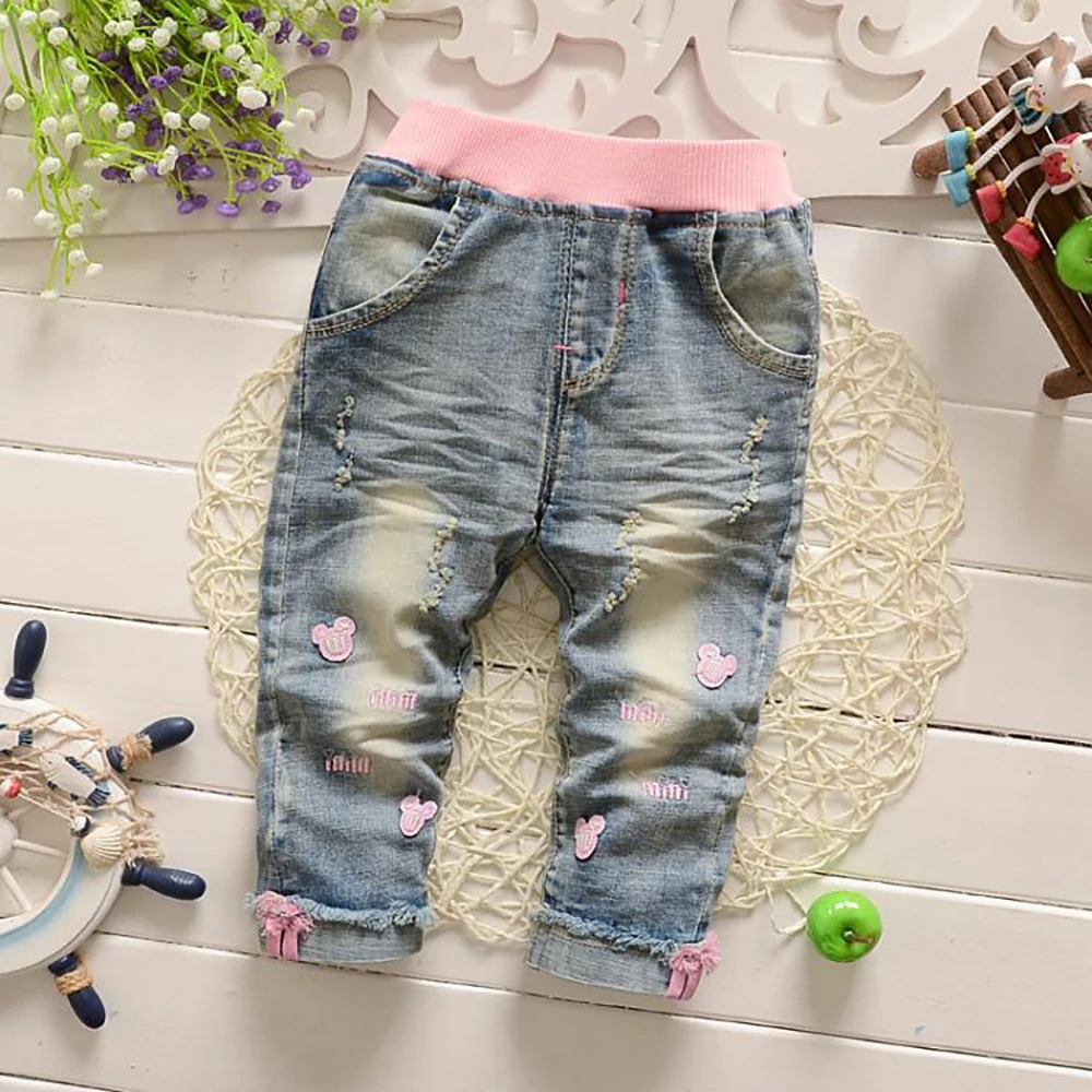 New Classic Spring Baby Girls Soft Jeans Fashion Pants Trousers Children's jeans Infant Soft Denim Pants