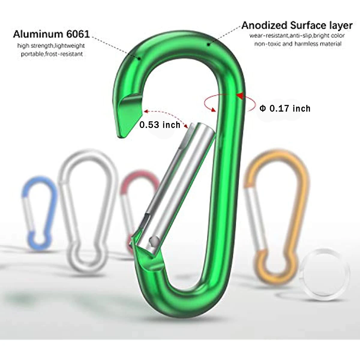 10pcs/lot Carabiner Travel Kit Camping Equipment Alloy Aluminum Survival Gear Camp Mountaineering Hook Camping Accessories 6#