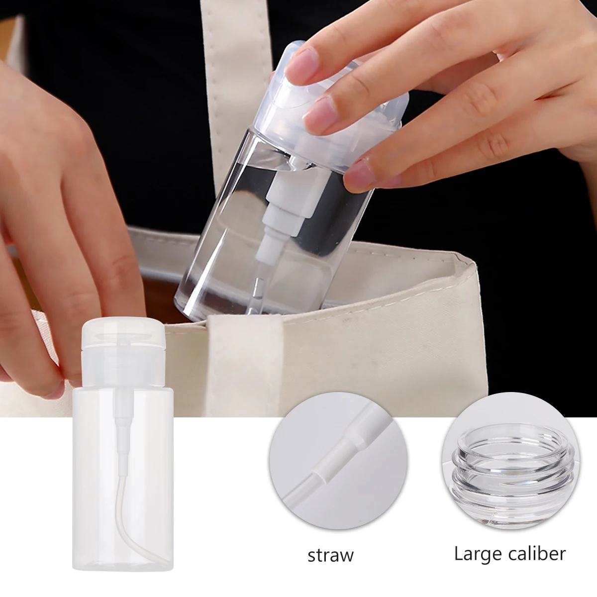 3Pcs Travel Makeup Remover Bottles Transparent Plastic Pump Press Bottles Portable Dispensing Empty Containers for Outdoor Trip