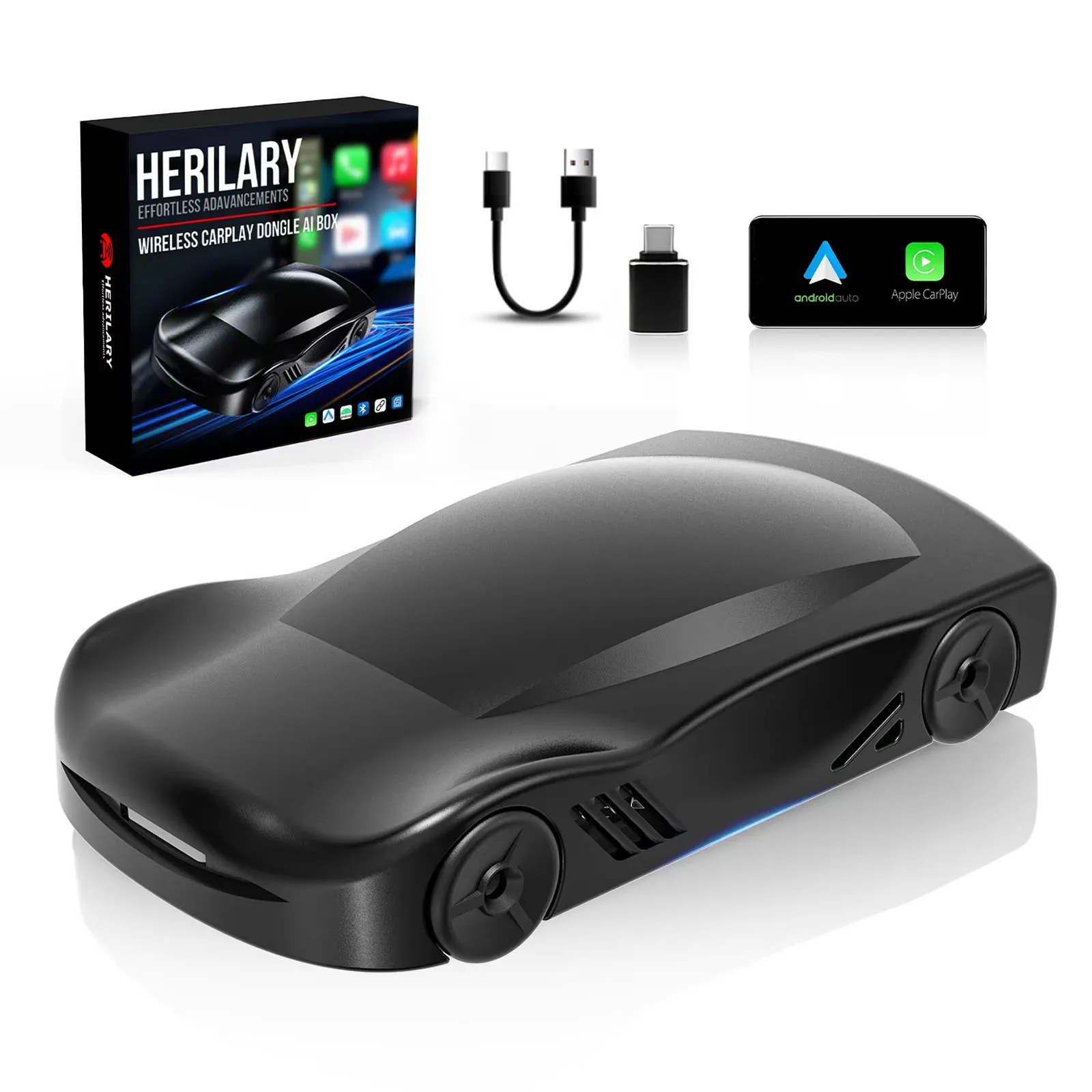 Wireless CarPlay Ai Box C6SE Android Auto Car Play Adapter 2GB 16GB Plug and Play Android Box for Car Built-in Netflix Youtube