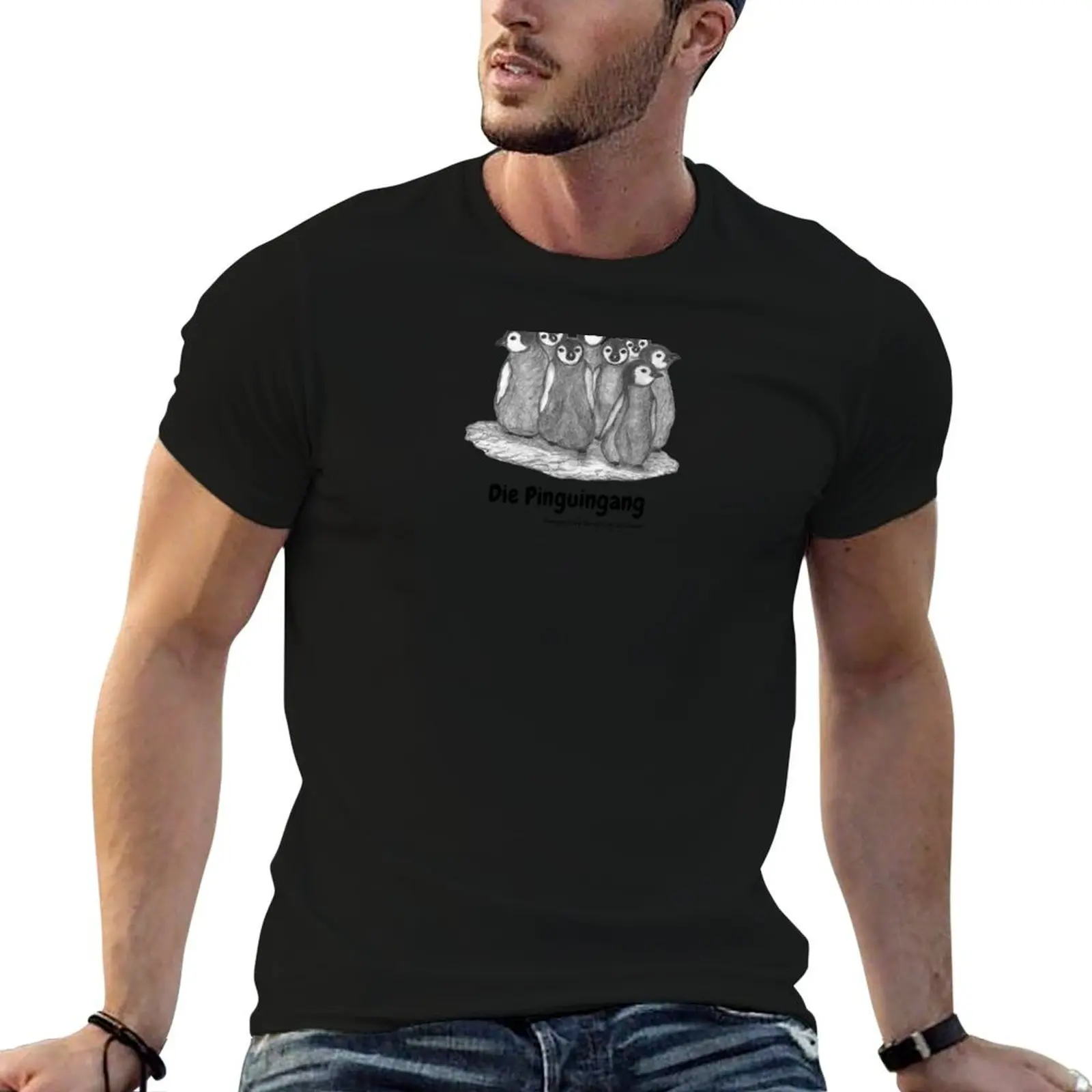 Group of eight penguin chicks with text The Penguin Gang T-Shirt quick drying sports fans custom shirt men clothing