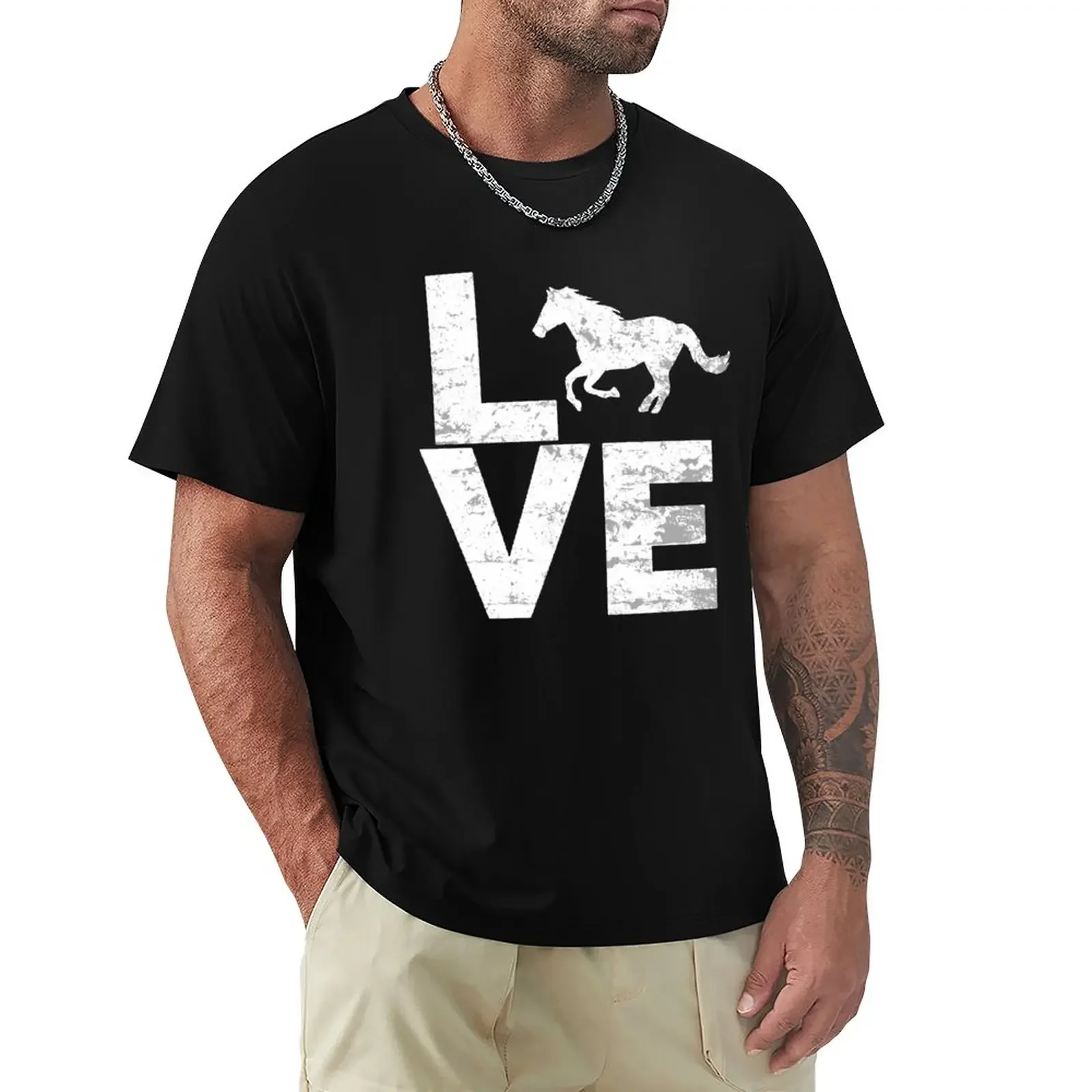 I Love Horses Distressed Effect Vintage Look T-Shirt shirts graphic tees for a boy plus size tops t shirts men