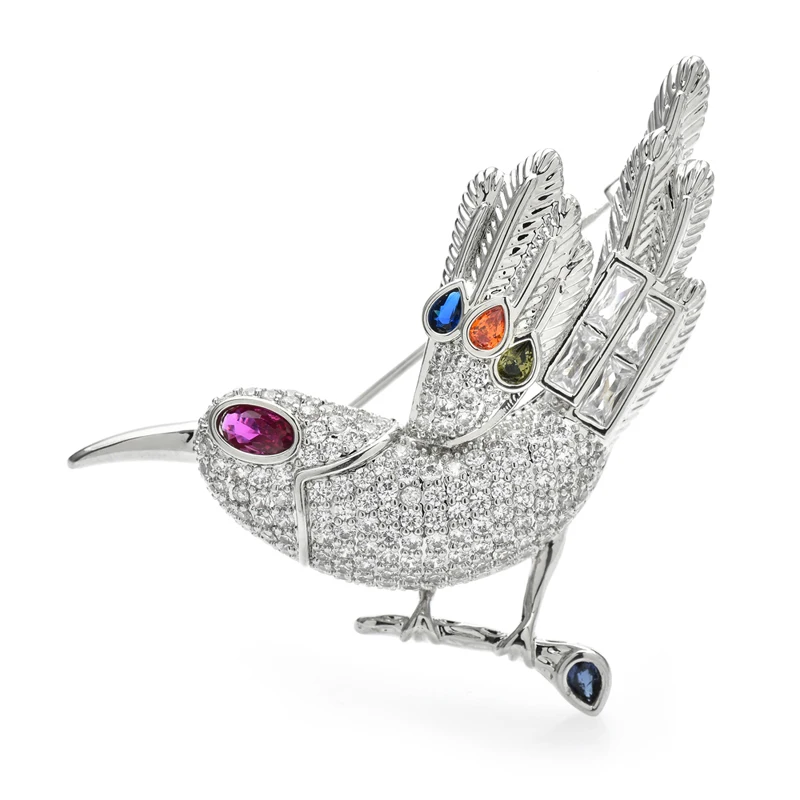 

Wuli&baby Luxury Singing Bird Brooches For Women High Quality Cubic Zirconia Shining Animal Party Office Brooch Pins Gifts