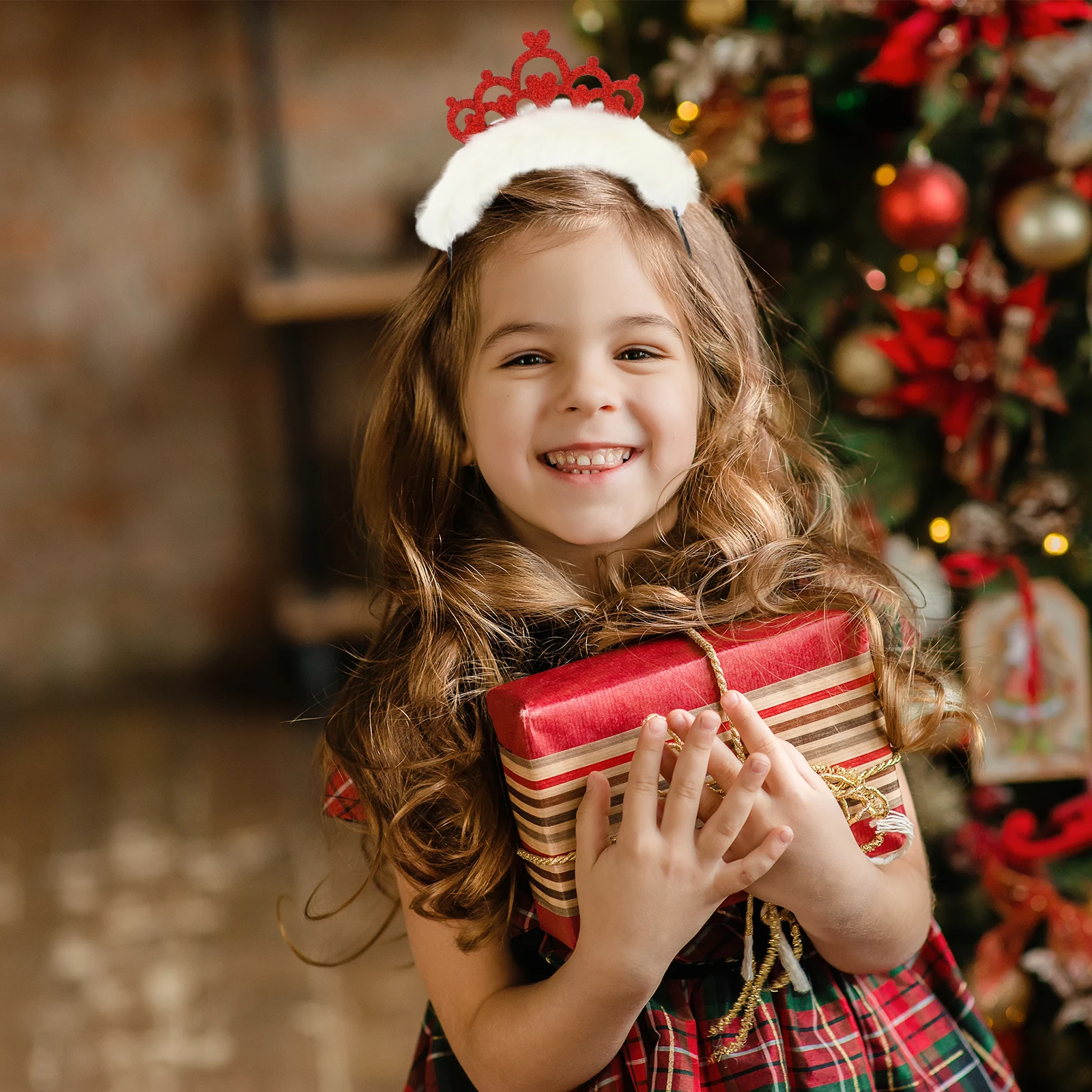 

Christmas Crown Hair Hoop Girls Headdress Birthday Party Fabric Tiaras Kids Hair Comfortable Size Fits Most Children