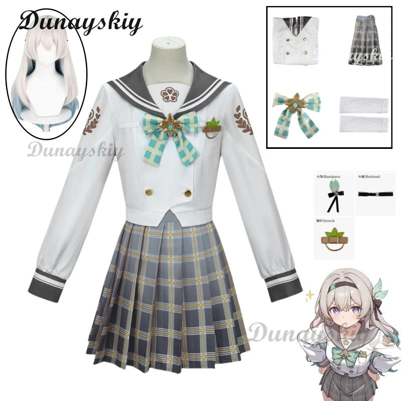 

Game New Firefly Honkai：Star Rail cospaly costume JK dress shirt wig brooch socks prop set Halloween sweet women man uniform