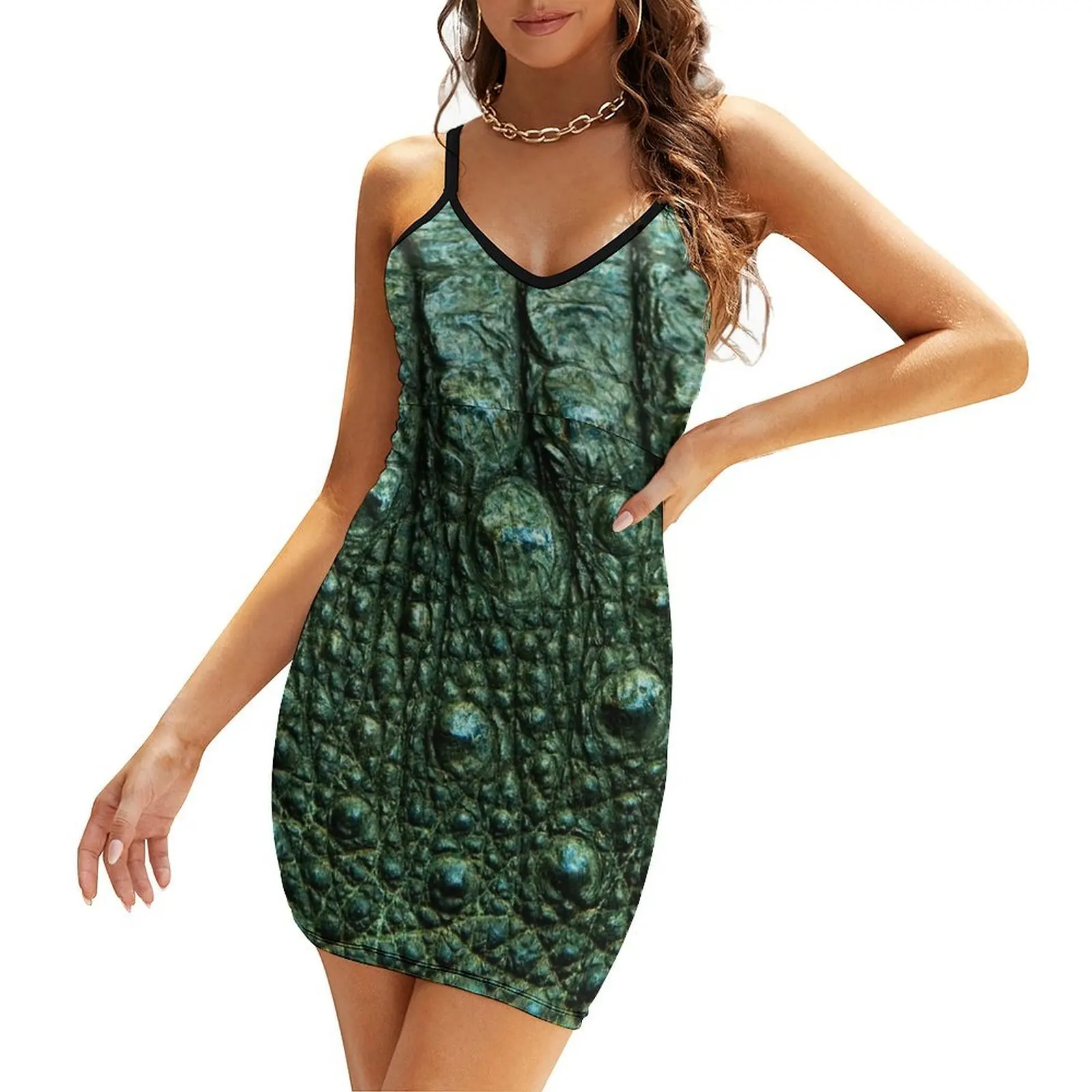 

Green Alligator Skin Sling Dress beach outfits for women women's summer dresses 2025 women's evening dresses clothes for woman