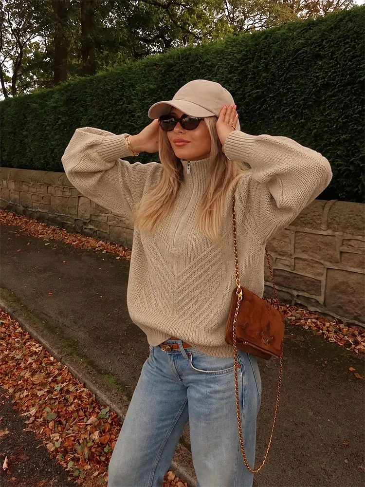 HH Fashion Trendy Premium Knit Top Women Autumn Winter Stylish Long Sleeve Relaxed Fit Street Wear Chic Gorgeous Cool Top