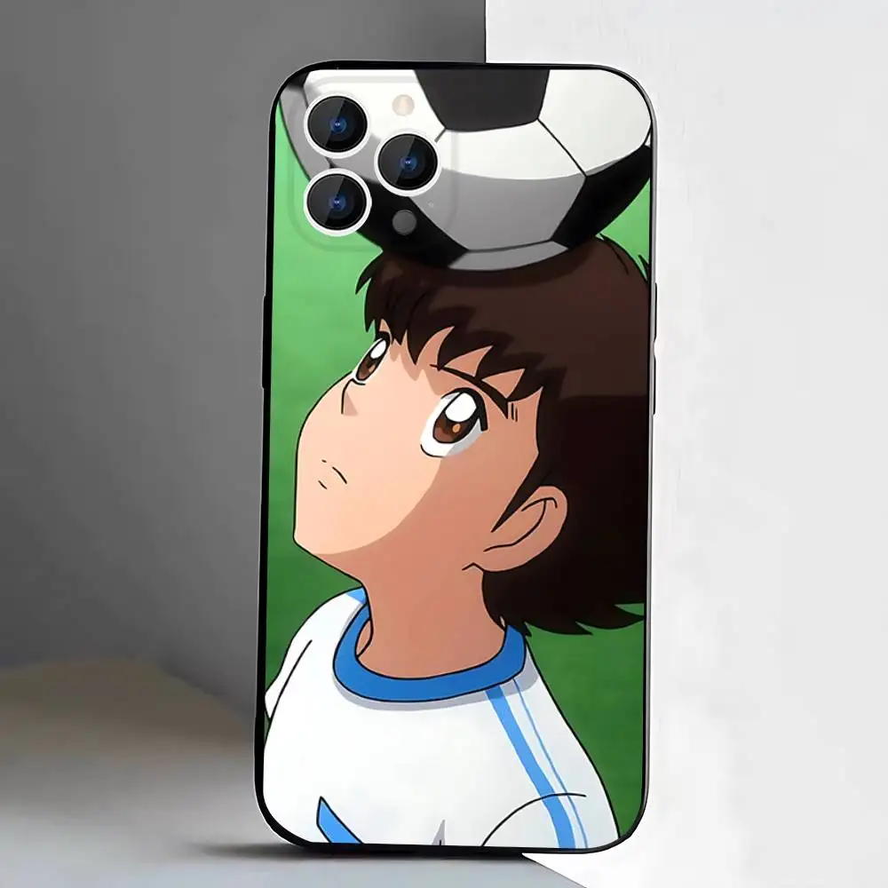 เคสโทรศัพท์ลายอนิเมะ C-Captain T-Tsubasa สำหรับ iPhone 17,16,15,14,13,12,11,Pro,XS,Max,XR,Plus,E,SE4,Mini สีดำแบบนิ่ม