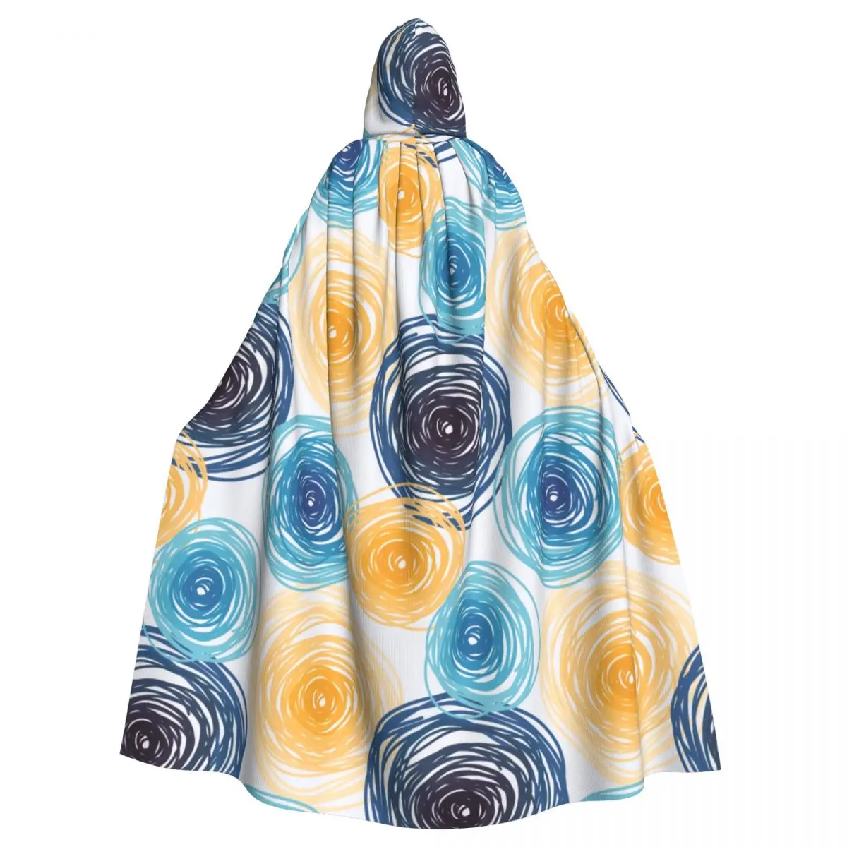 

Hooded Cloak Polyester Unisex Witch Cape Costume Accessory Colorful Circles Abstract Tile Elf Purim