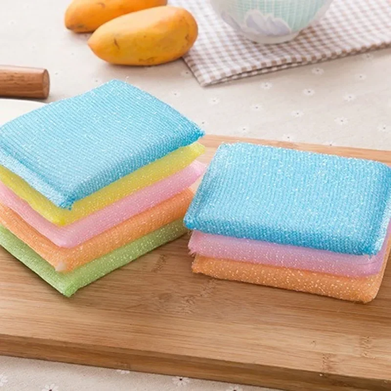 4 Pcs Kitchen Nonstick Oil Scouring Pad Oil Cleaning Cloth Washing Cloth To Wash Towel Brush Bowl Wash Cloth Dish Sponge