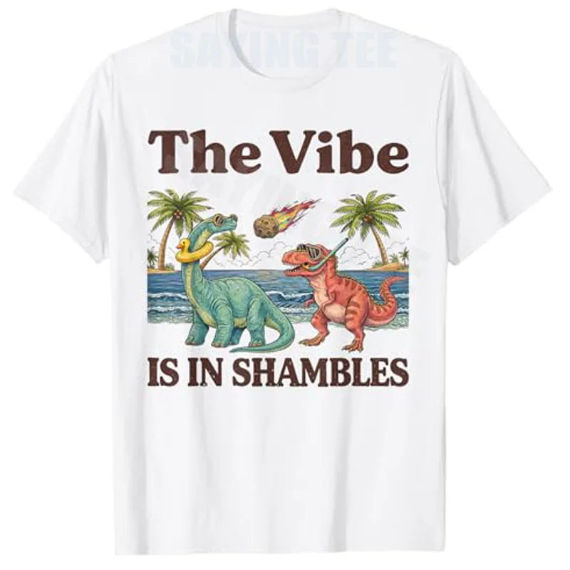 The Vibe Is in Shambles Lustiges Dinosaurier-T-Shirt, niedliches, sarkastisches Sommer-Vibe-T-Shirt, Y2k-Humor-Mode, Jungenmode, Strandliebhaber-T-Shirt, Kleidung – Detail 7