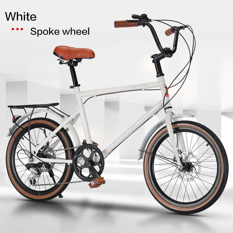 Pendlerfahrrad, 20/22 Zoll, variable Geschwindigkeit, gebogener Lenker, ultraleichtes Fahrrad für Erwachsene, Studenten, Stahlrahmen, 8-Gang-Stadtfahrrad