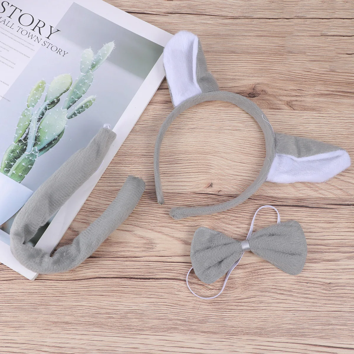 3Pcs Halloween Wolf Cosplay Set Includes Headband Bow Tie Tail for Kids Adults Party Costume Decoration Accessory